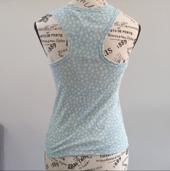 LEVI'S | Women's Light Blue/White Floral Racerback Ribbed Tank Top - Picture 5 of 5